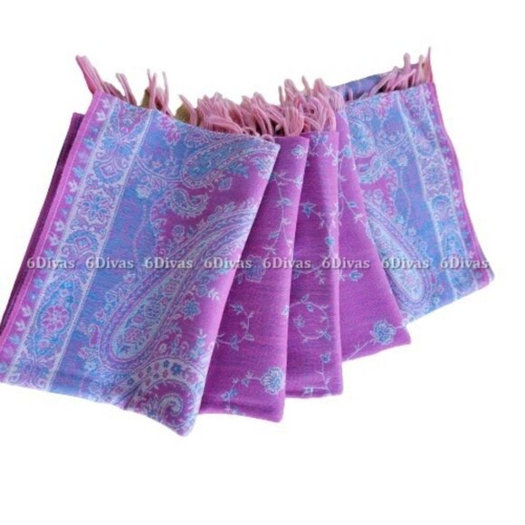 Large Oversize Wrap Around Light Pink Woolen Shawl - Picture 4 of 9